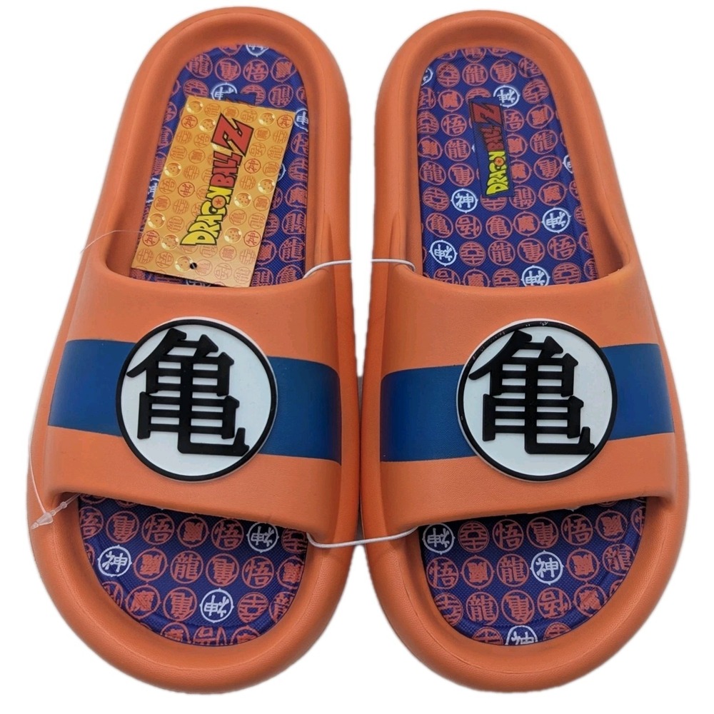 Dragon Ball Z Kame Symbol Slide Sandals Mens Size 9 Cloud Comfort Foam Orange